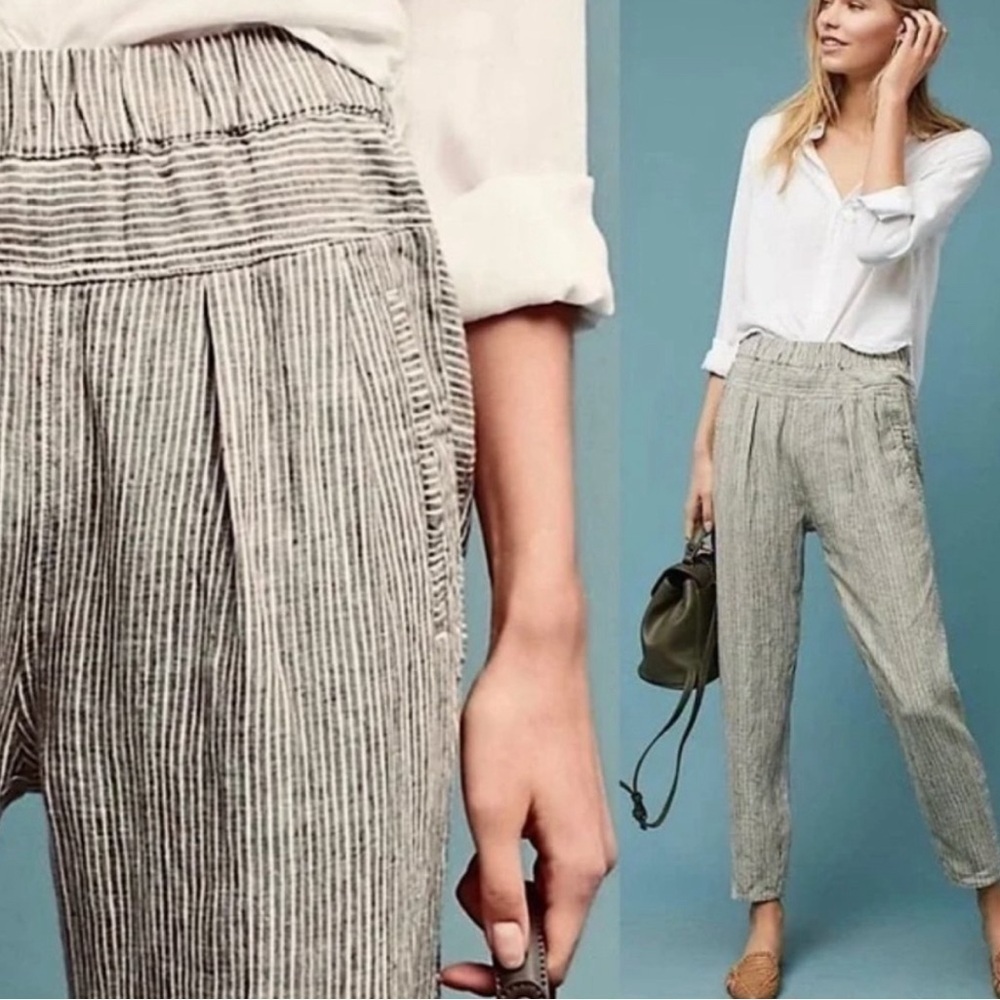 Anthropologie Striped Hei Hei Ankle Crop Pants Sz S 30” waist beachy relaxed fit